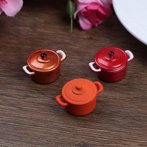 1:12 Dollhouse Miniature Metal Cooking Soup Pot Cookware Dollhouse Kitchen Accessories Miniature Hot Pot
