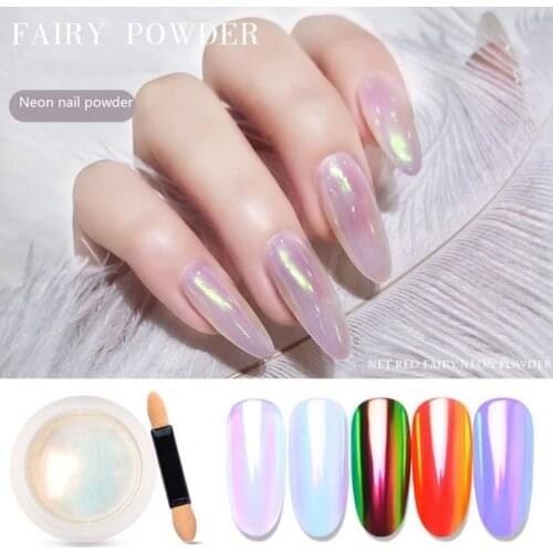 1 Box Nails Art Laser Glitters Rainbow Powder Nail Tip Chrome Dust Manicure Nail Art Decorations