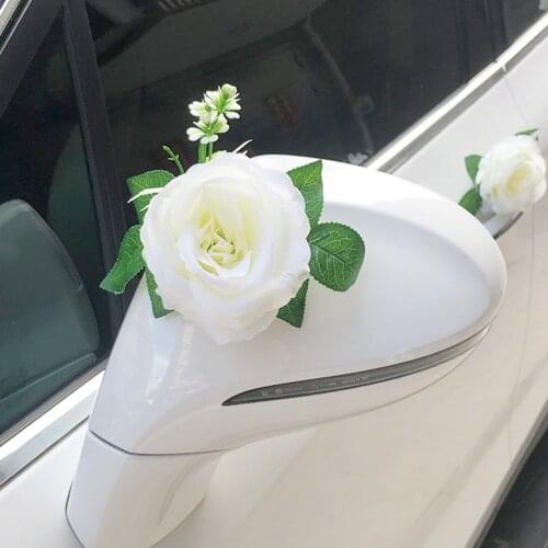 2pcs/lot Artificial White Rose Flowers11cm For Wedding Car Decorative wedding Rose Scrapbooking simulation flower Decor