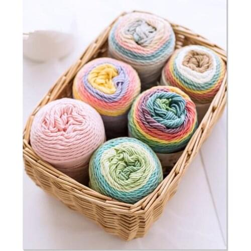 100g/lot 5 Strands Of Comfortable Cotton Wool Cake Yarn Segment Dyed Yarn for Shawl Children Dress Diy Hand Knitting Materials