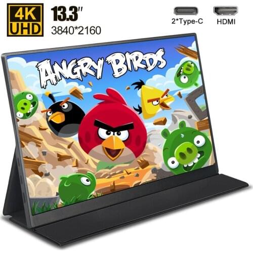13.3" Portable Monitor 4K USB type C HDMI for Huawei Samsung phone Ps4 Xbox Switch gaming Screen LED display with case 3840X2160