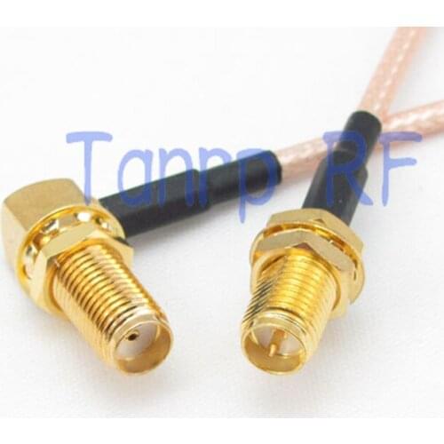 2PCS 20CM Pigtail coaxial jumper cable RG316 extension cable 8INCH RP-SMA female right angle to RP-SMA female jack RF adapter