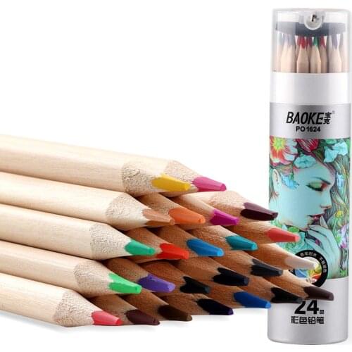 24 Pcs A Box of Baoke P01624 Water-soluble Colored Pencils 24 Colors for Adult Painting Students Hand-painted Painting