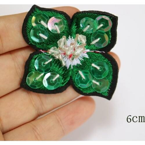 3pc/lot Handmade flower rhinestone beaded patches for clothing DIY sew patch embroidered applique decorative sequins Parches