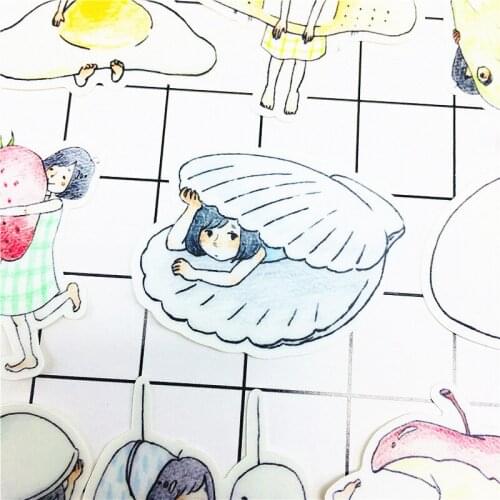38 PCS Hand drawn girl life paper Stickers Crafts And Scrapbooking stickers book Student label Decorative sticker DIY Stationery