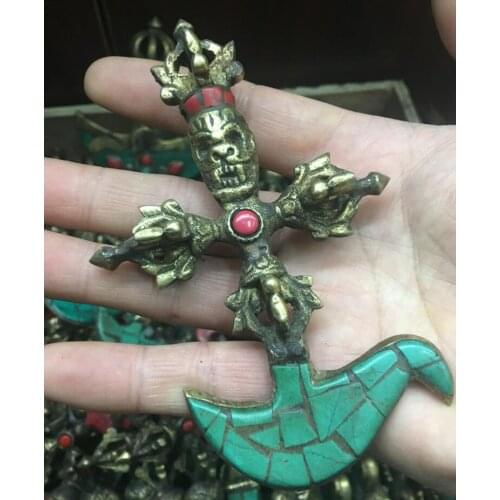 7 style choices Nepal produced religious instruments Tibet Turquoise Old Bronze Dojre Vajra Phurba Dagger Kartika Knife 50% off