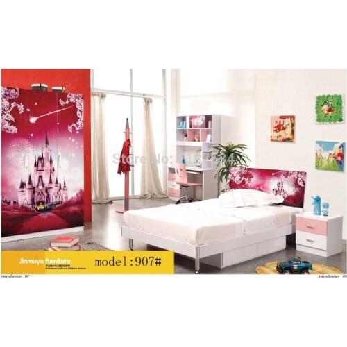 907 Bedroom home furniture bed wardrobe desk nightstand swivel chair hatstand hatrack furniture set