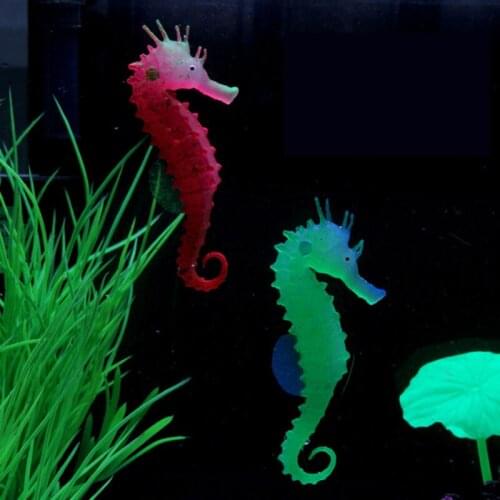 Aquarium Artificial Glowing Sea Horse Ornament Silicone Fish Tank Luminous Hippocampus Jellyfish Decoration Fish Acuario Decor