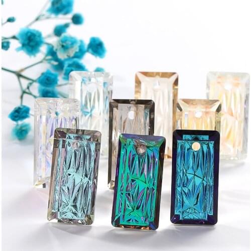 Astrobox Top Princess Baguette Rhinestone Pendant Gem Glass Single Hole Pendant Transparent Scattered DIY Earring Jewelry Making