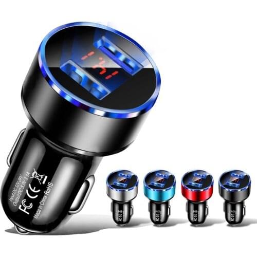 3.1A Dual USB Car Charger for iPhone 12 6s 7 8 11 Tablet Xiaomi Samsung S10 With LED Display Universal Mobile Phone Car-Charger