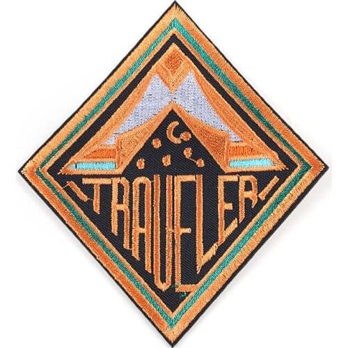Traveller (size:10.3x9.05cm) Vistor Tourist Travel Symbol Embroidered Iron on Badge for Cap Backpack Apparel Patch Accessories