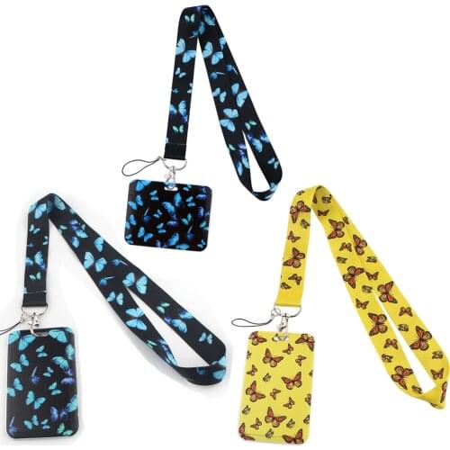 BG520 Butterfly New Fashion ID Badge Lanyard Card Holder Name ID Badge Holder Accessories School Office Supplies