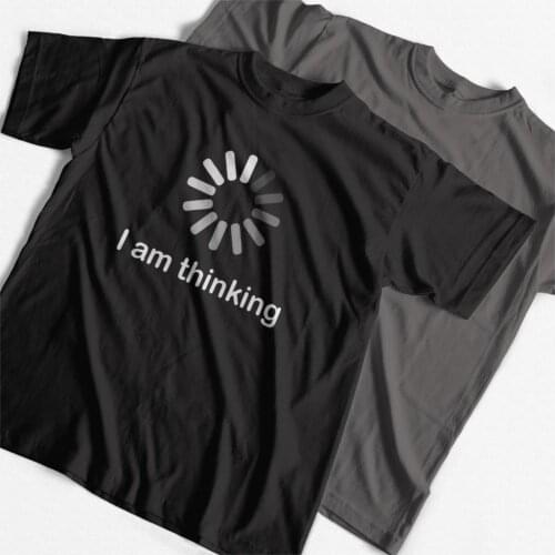 COOLMIND QI0235A 100% cotton short sleeve I'm thinking print men T shirt casual o-neck cool summer mens T-shirt pthd