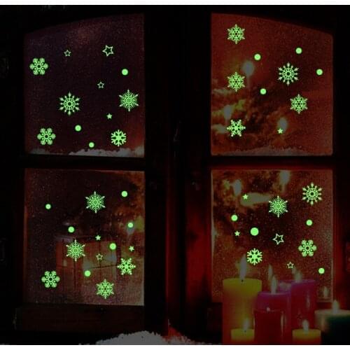 2019 New Year Christmas Decorations for Home Luminous Snowflake Background Decorative Wall Sticker Removable Navidad