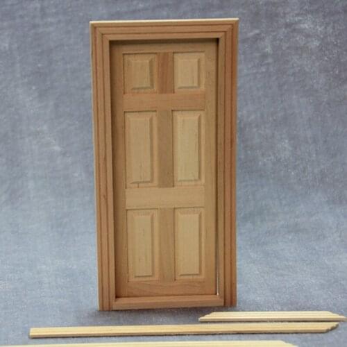 DIY Wooden 1:12 Dollhouse Miniature Door Unpainted Mini House Furniture Model Accessories