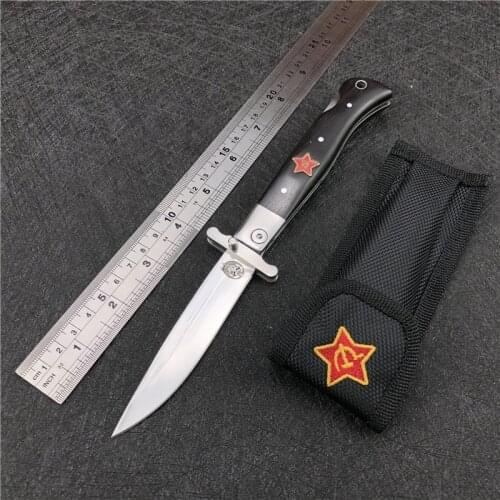 Finka NKVD KGB wit EDC Manual Folding Pocket knife black and white resin handle 440C blade Mirror Finish Outdoor Camping Tool