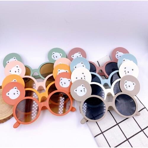 FOCUSNORM 8 Colors Lovely Kids Girls Boys Sunglasses Summer Cartoon Bear Beach Sunglasses Outfits 2-10Y