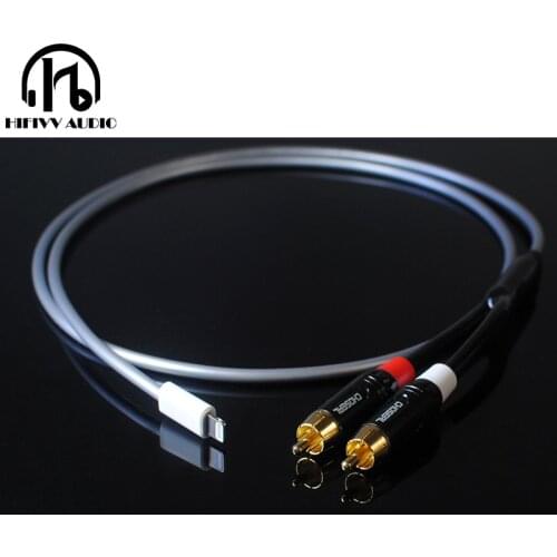 HI END Single Crystal Aux cable 7/8/X Fever Class RCA to Lightening connection cable for Audio Amplifier