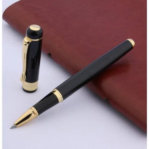 Classic Office School Metal Pen Black Lacquerred With Golden Clip Rollerball Pen