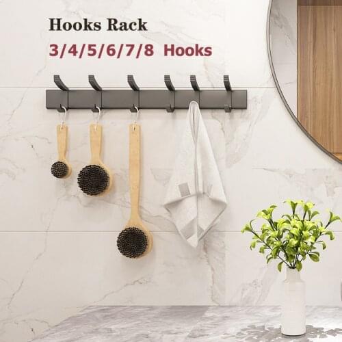 3/4/5/6/7/8 Hooks Coat Rack Wall Mount Hook Hanger Organizer Hat Clothes Hanging Rack for Coat Clothes Hat Towel Jacket