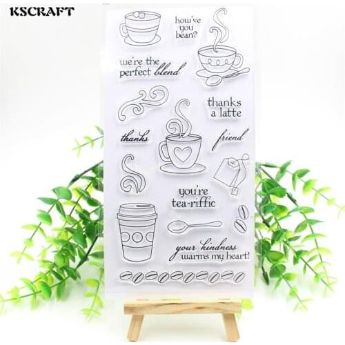 KSCRAFT Coffee Time Transparent Clear Silicone Stamp/Seal for DIY scrapbooking/photo album Decorative clear stamp sheets