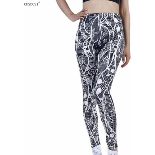 CHSDCSI Printed High Waist Legging Yuga Pant Workout Stretch Woman Fitness Leggins Sporting Elastic Push Up Pants Dropshipping