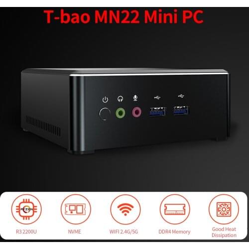 T-bao MN22 Mini PC AMD Ryzen 3 2200U 16GB RAM 512GB M.2 NVNE SSD Radeon Vega 3 Graphics Mini PC for Home Office