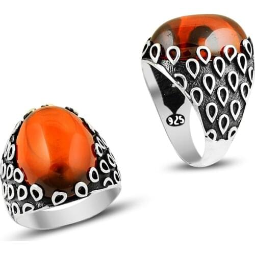 925 Silver Tiger Eye Designed Men Rings for Daily Wearing