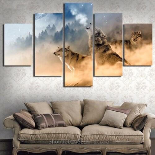 Home Decoration diamond painting square 5 pcs cross-stitch 3d diamond embroidery Forest Wolf family diamond mosaic picture FF695
