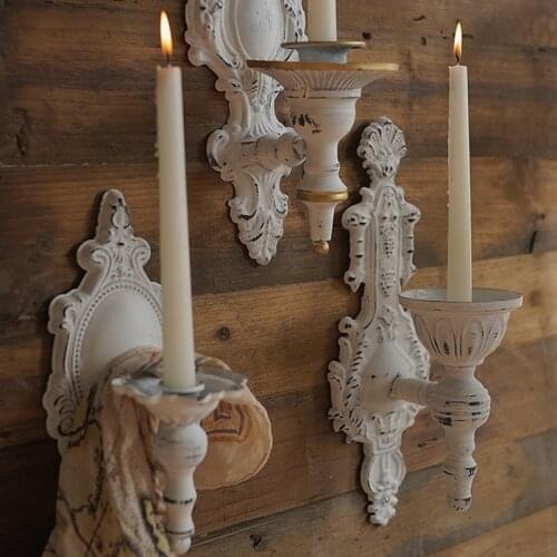 New handcrafted white retro decorative metal wall candle holders