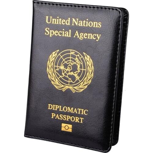 Leather United Nations Diplomatic Passport Cover Travel Document Protective Case ID Card Holder for Men and Women Special Agency