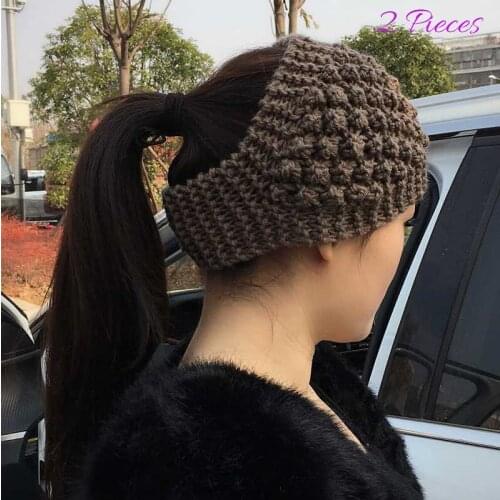 Autumn Winter Headband Knitted Wool Accessories Warm Ear Protection Hat Wide Turban Hair Korean Headdress Scrunchie For Women