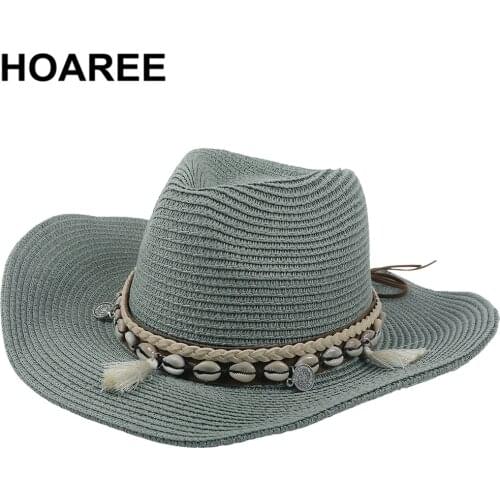 Womens summer hats Green Sun Hat Shell Decorate Panama Summer Straw Hat Ladies Sombrero Female UV Protection womens summer hats