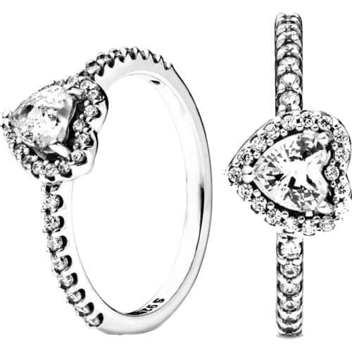 Elevated Heart Ring Simple Love Crystal Wedding Finger Rings For Woman Engagement Jewelry Free Shipping