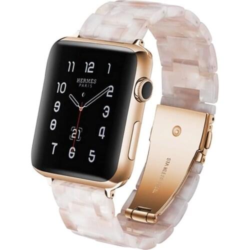 Resin bracelet strap for apple watch band 4 5 44mm 42mm40mm 38mm correa Stainless Steel Buckle watchband for iwatch 5/4/3/2/1