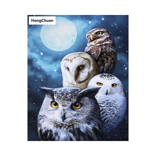 Mural 5D DIY Square/Round Diamond Painting Owl Animal Mosaic Cross Embroidery Handicraft Home Decoration Christmas Gift