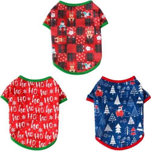 Christmas Dog Clothes Autumn Winter Pet Dog Vest Jacket Clothing for Small Medium Dogs Chihuahua pomeranian Cotton T-shirt