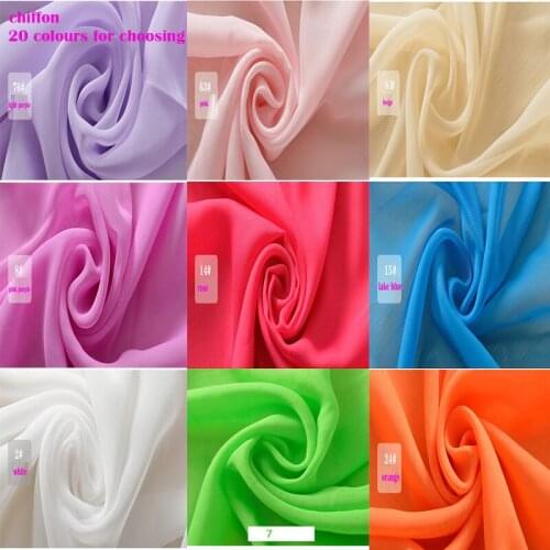 Wide 1.5*2m /LOT Chiffon Fabric 100% Polyester Chiffon Fabric White For DIY Summer Silk Dress Skirt Curtain 20 Colours Chiffon