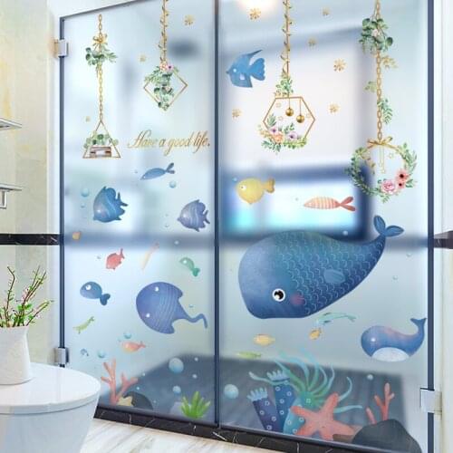 [SHIJUEHEZI] Flower Plants Wall Stickers DIY Fish Animal Wall Decals for House Living Room Kids Bedroom Kitchen Decoration