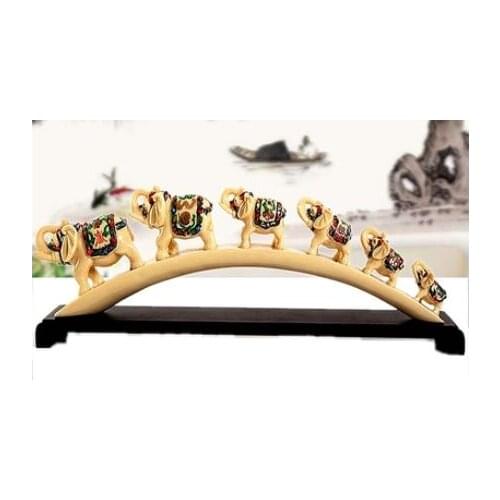 Ivory elephant home decoration living room lucky wedding gifts six treasures handicrafts style handicraft articles