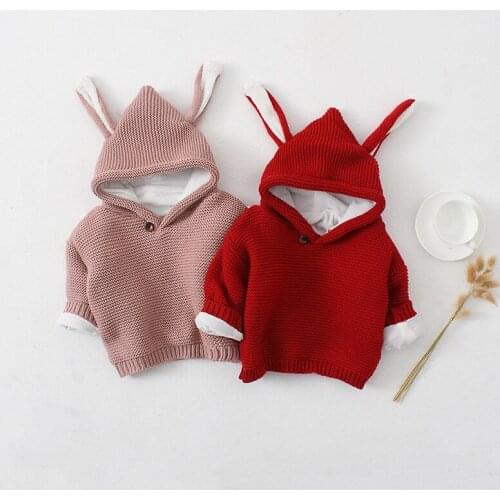 Autumn 2020 Girls Sweater 3D Rabbit Pullover Kids Babys Knitted Sweater Bunny Jumpers Baby Girls Winter Clothes