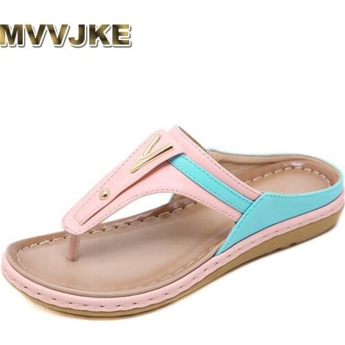 MVVJKE2021Women Shoes fashion Leisure Soft bottom Flip Flop Womens slippers woman plus size flat Beach summer Shoes