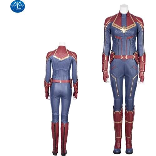 ManLuYunXiao Lady Captain Cosplay Costume Superhero Carol Danvers Cosplay Jumpsuit Leather Outfit Halloween Costumes Any Size
