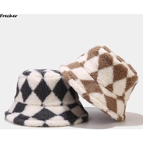 Winter Warm Teddy Velvet Hats Lamb Faux Fur Bucket Hat for Women Lady Thicken Bob Panama Outdoor Fisherman Hat Caps