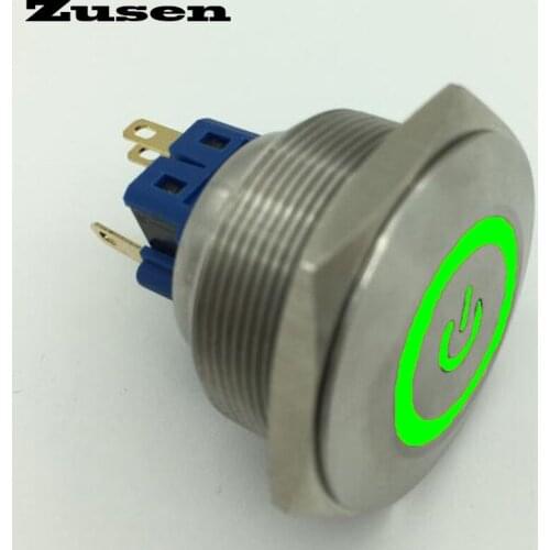 Zusen 30mm stainless steel power and ring illuminated momentary push button switch(ZS30F-11ET/G/12V/S)