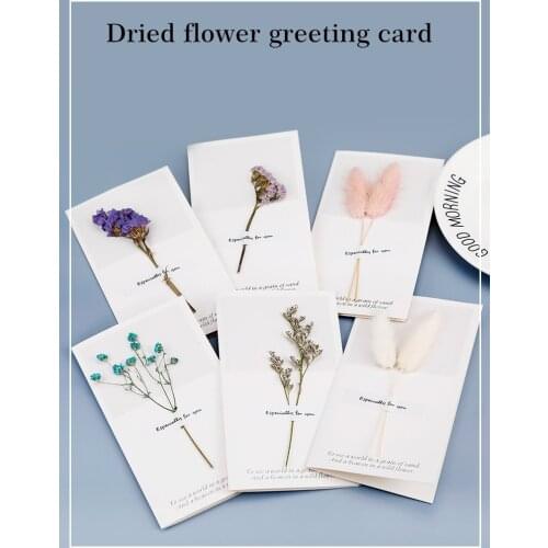 10pcs Art Gypsophila Dry Flower Greeting Card Party Invitation Card Valentines Day Christmas Wedding Postcard Greeting Card