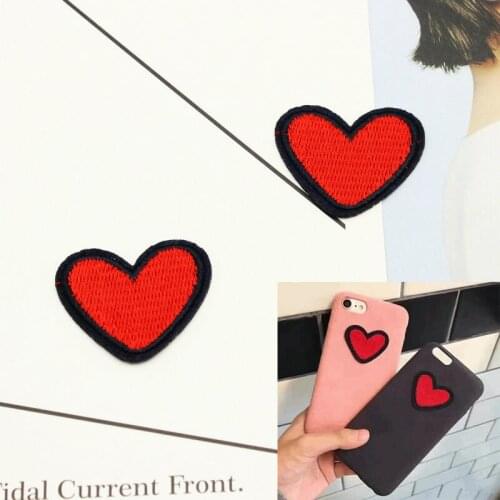 10PCS Iron On Patch DIY Embroidered Patch Heart Stickers Biker Badge On Mobile Phone Iron Patches For Clothing IPhone Applique