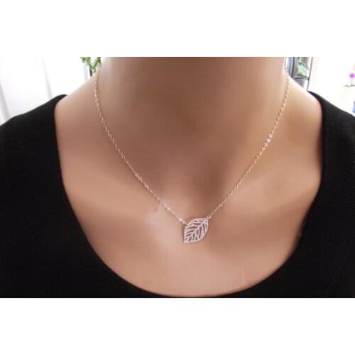 10PCS- Sideways Leaf Necklaces Hollow Out Fallen Tree Leaf Necklace Simple Cute Nature Necklaces for Ladies Women