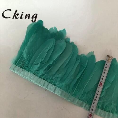 10 Yard Mint Green Dyed Feather Trims 6-8inch width Goose duck Feather Boas for Dress Skirt Cloth Belts lace decorative Clothing