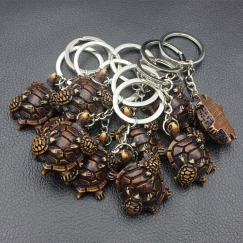 Lovely 12PCS Tribal Surf Turtles Car Keychains Brown Child & Mother Sea Turtles Keyrings for Men women Car Key chains Gift YKR32